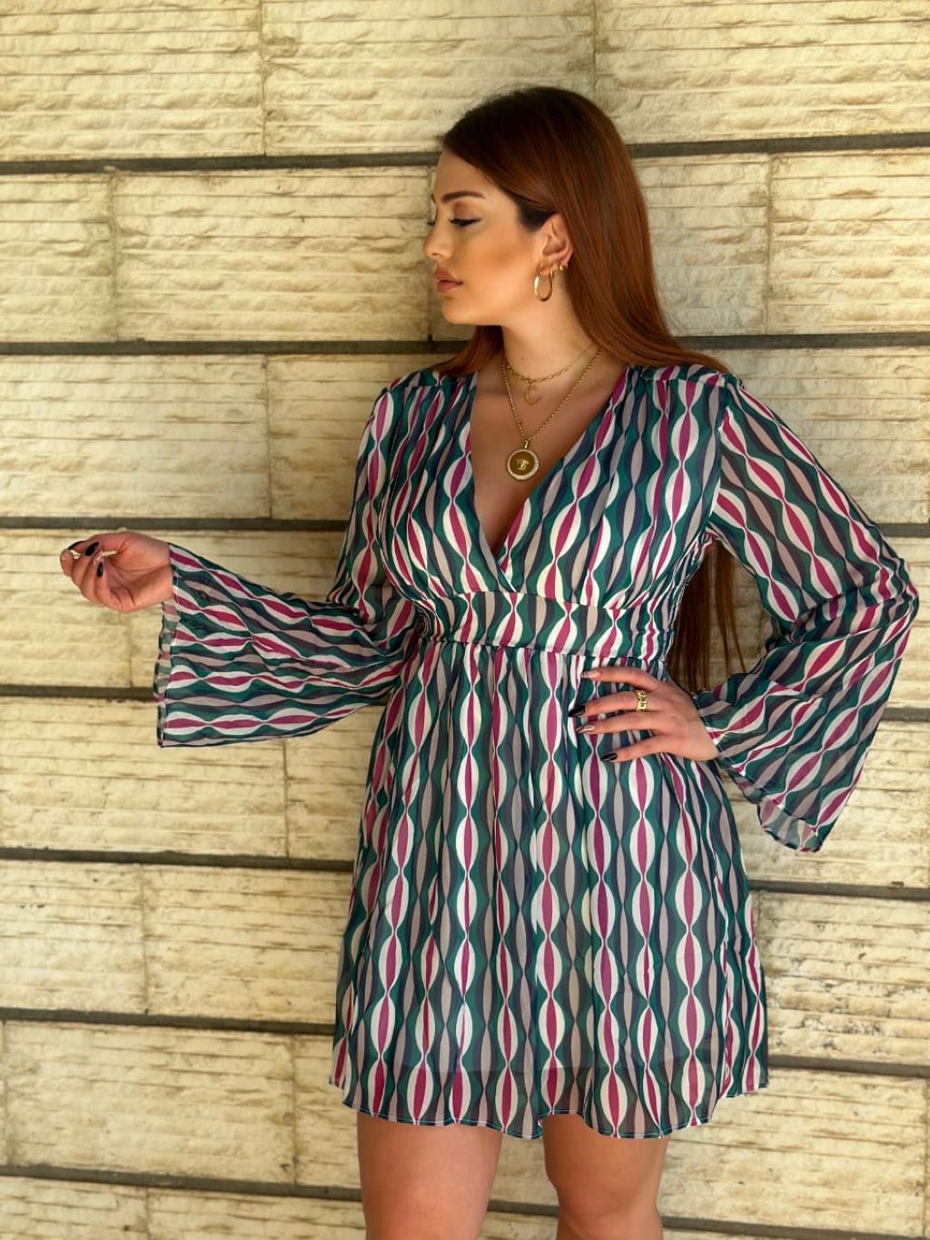 Long Sleeve patterned Dress