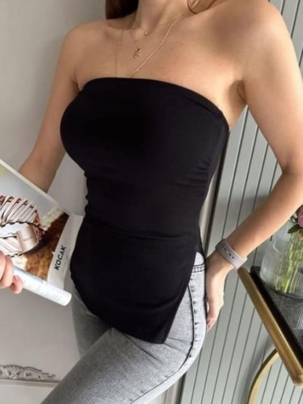 Strapless Sides Open Top