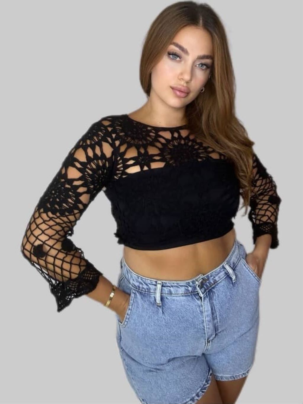 Black Crochet Top