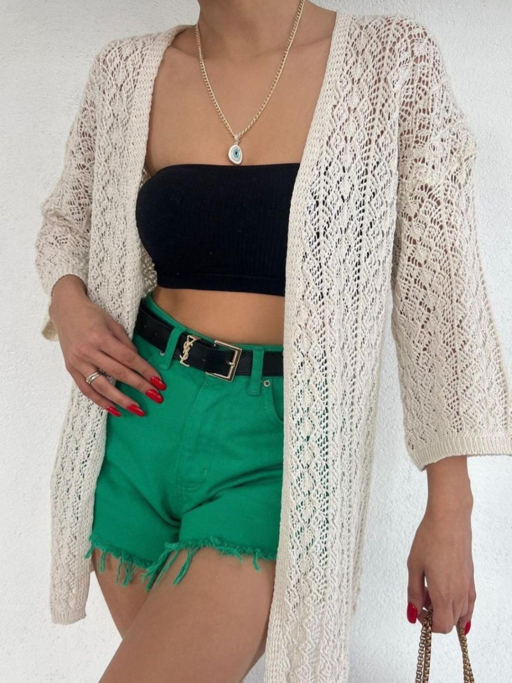 Nude Crochet Cardigan