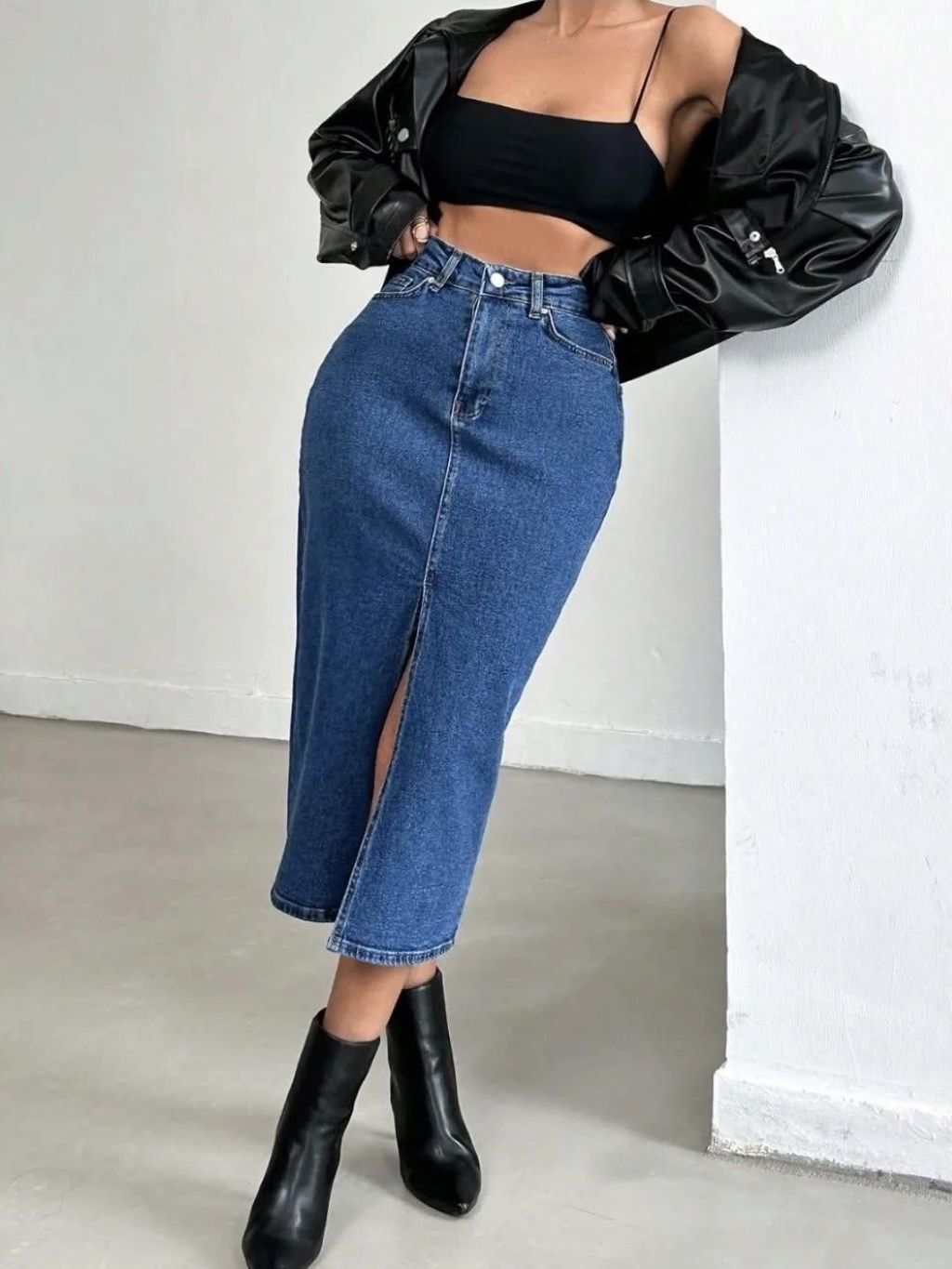 Navy Blue Heylie Denim Skirt