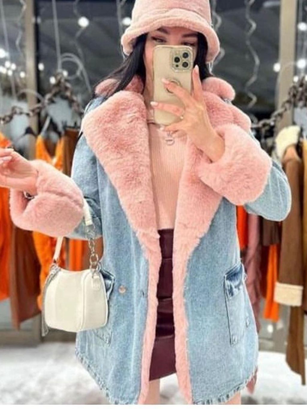 Long Furr Denim Jacket