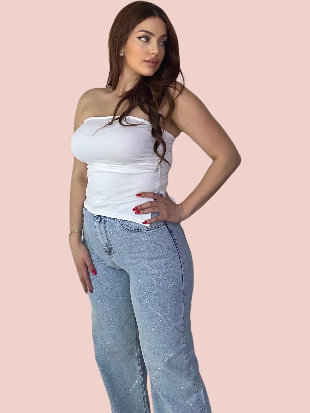 Shiny Wide Leg Jeans