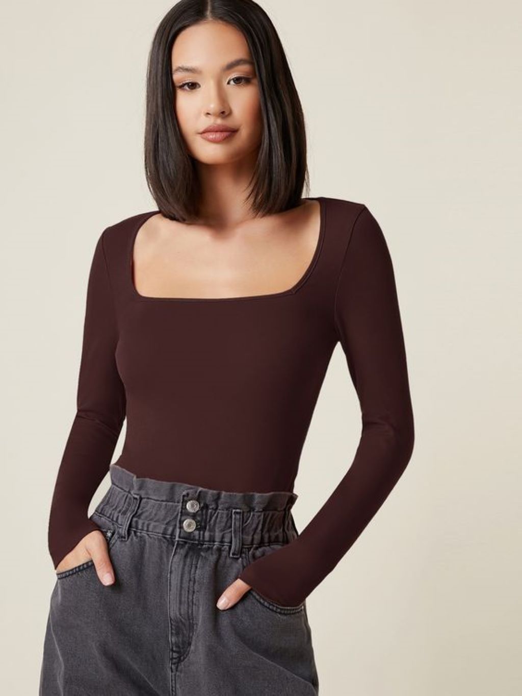 Solid Square Neck Top