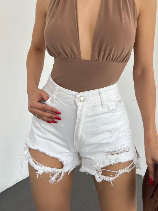 White Denim Shorts