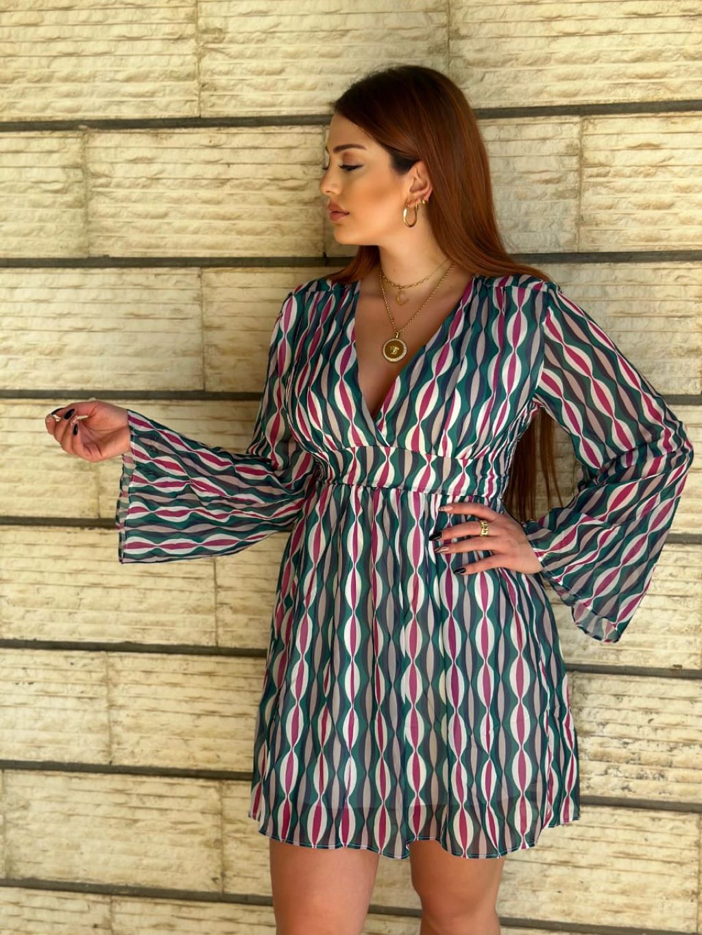 Long Sleeve patterned Dress