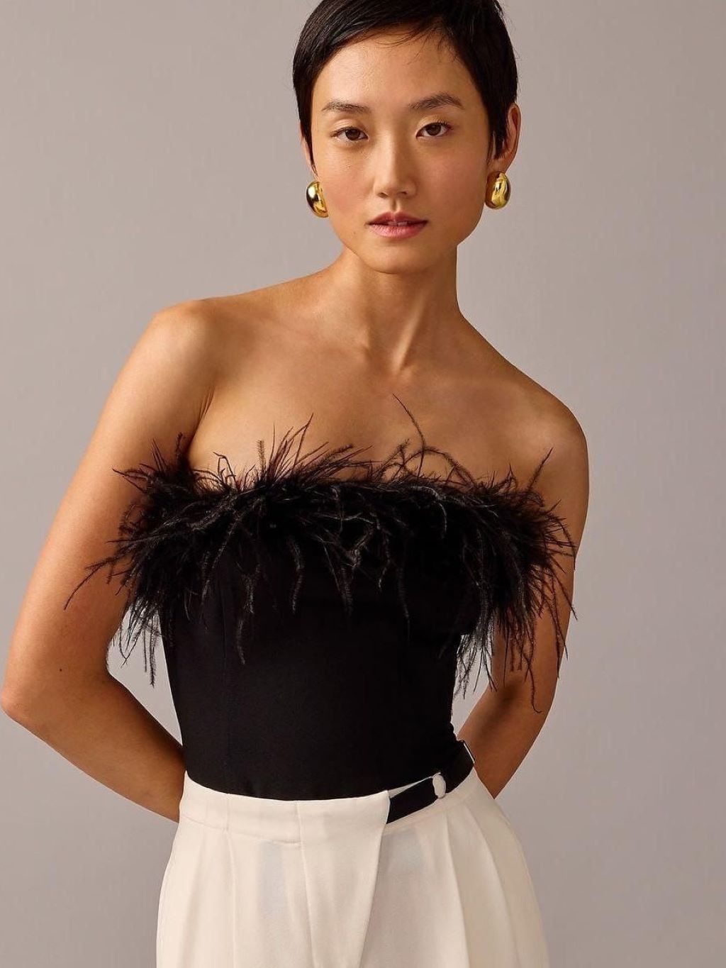 Furry Strapless Crop Top