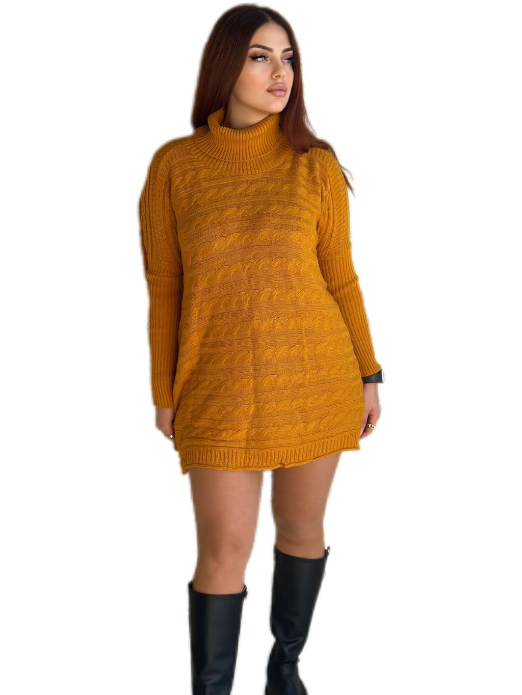 High Neck Knit Oversized Dress