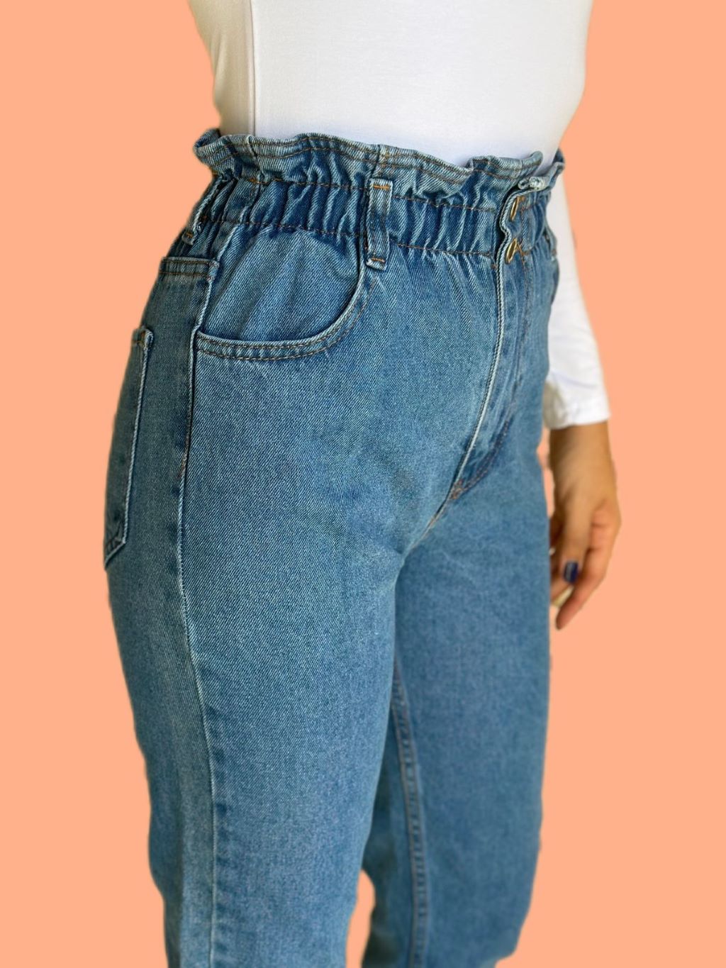 Light Blue Elastic High Waist Jeans