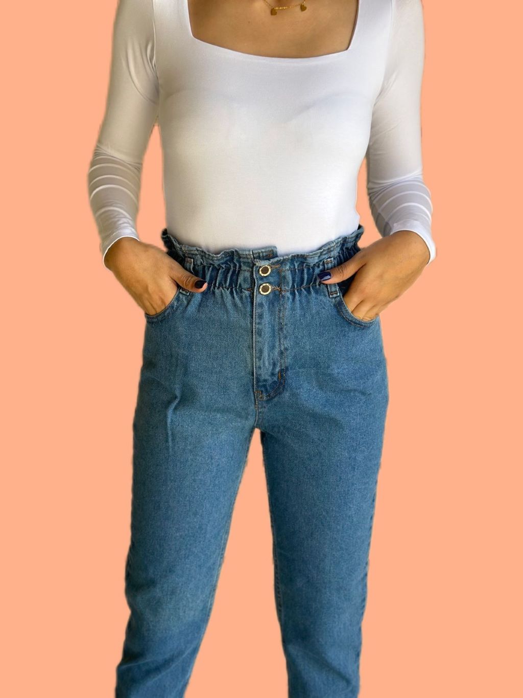 Light Blue Elastic High Waist Jeans