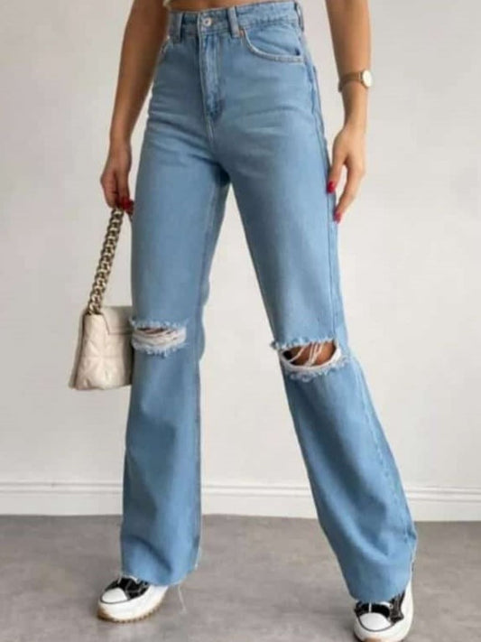 Wide Leg Blue Jeans