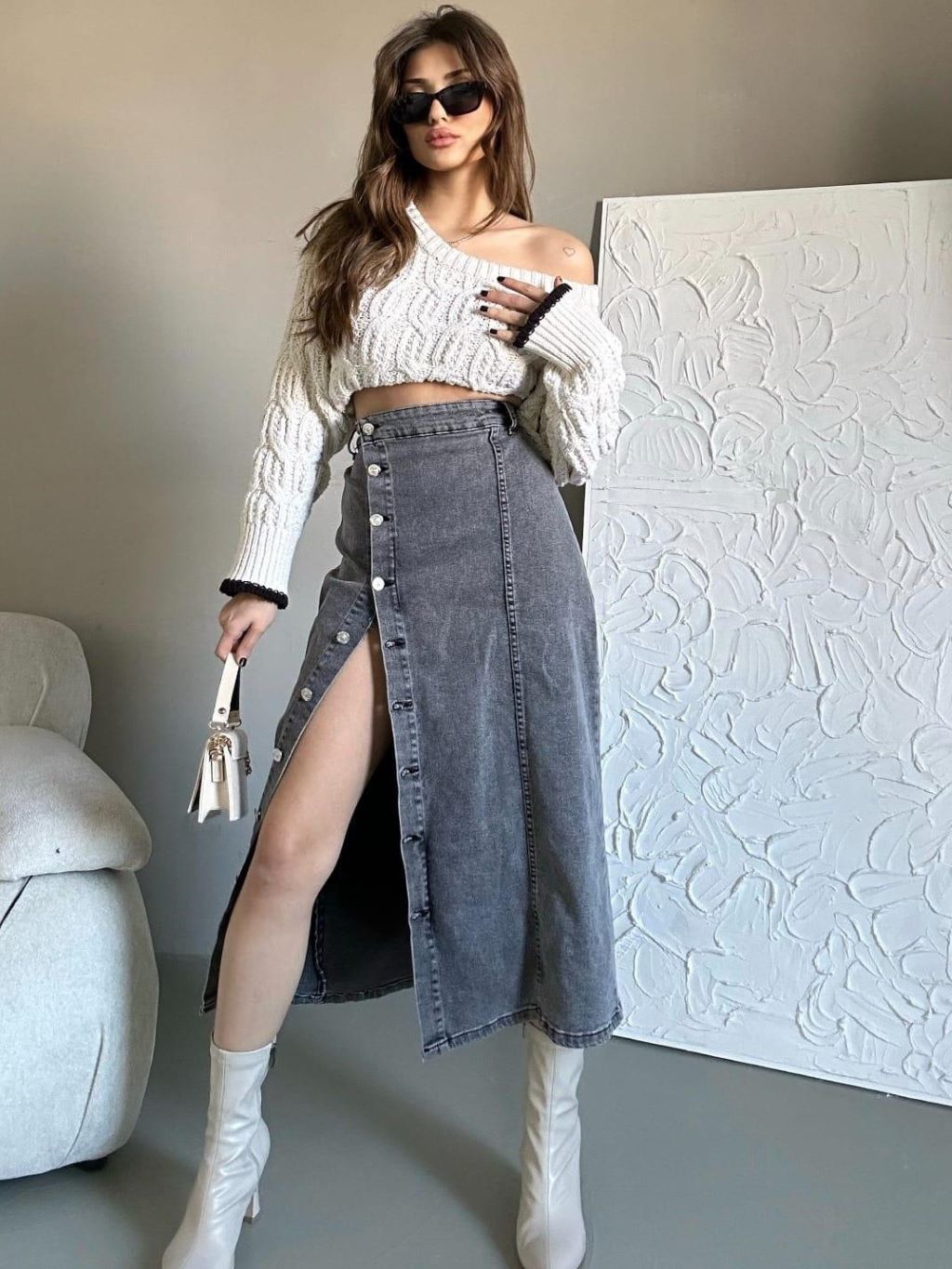 Talar Grey Denim Skirt