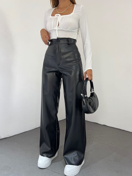 Leather Wide Leg Pants