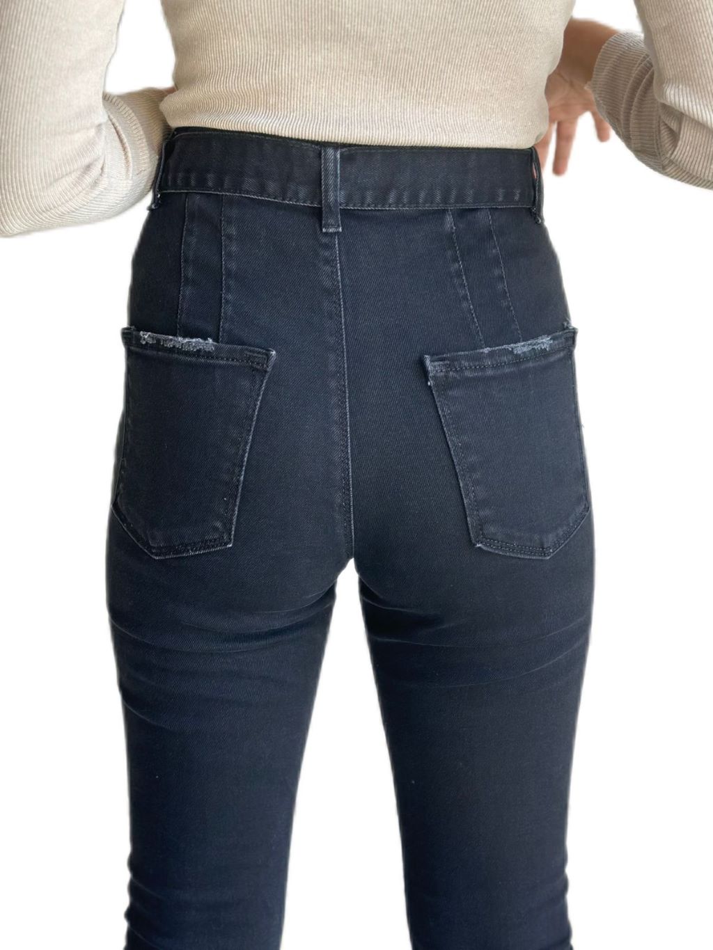 High Waist Black Belted Jeans