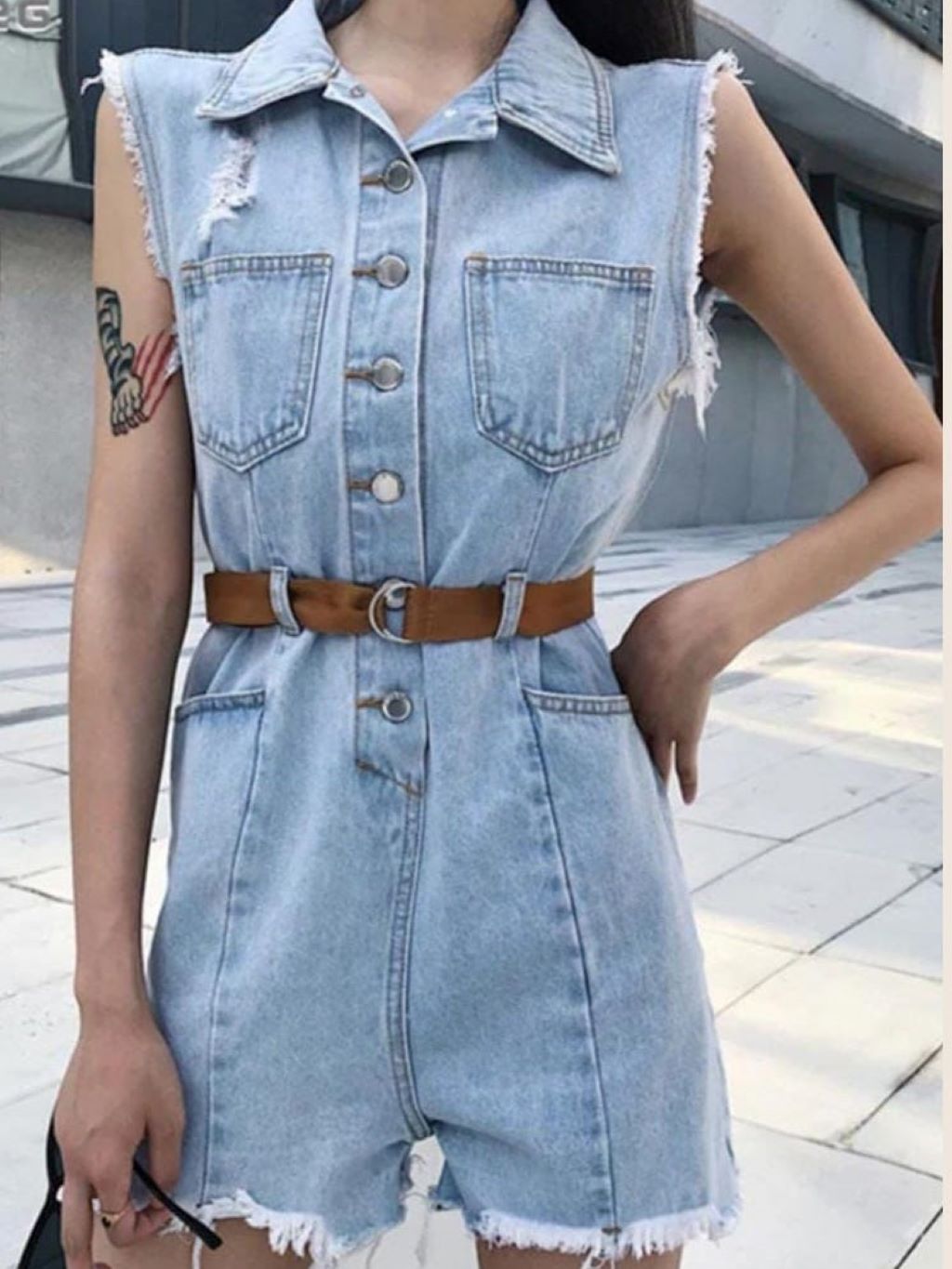 Denim Overall Short