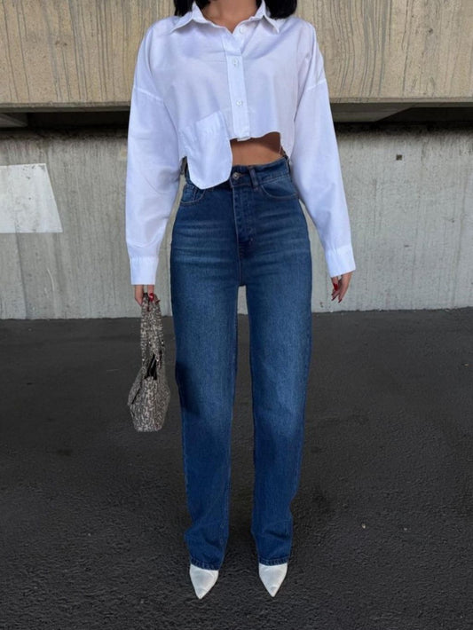 Dark Blue Straight Cut Jeans