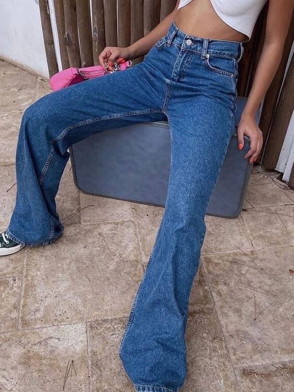 Wide Leg Dark Blue Jeans