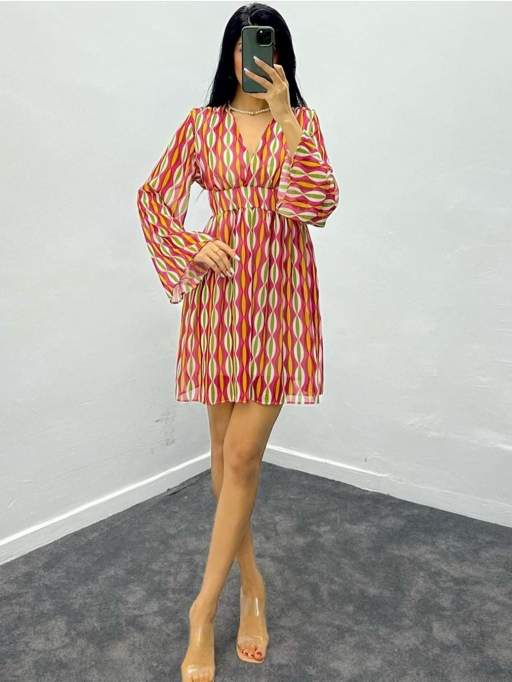 Long Sleeve patterned Dress