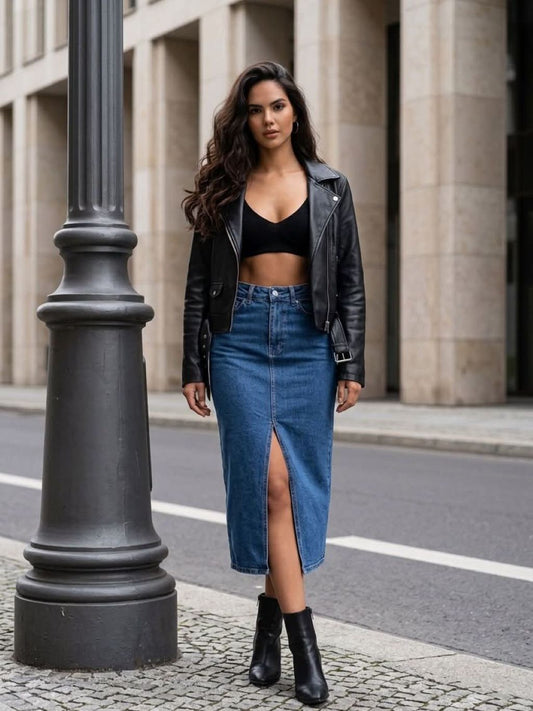 Navy Blue Heylie Denim Skirt
