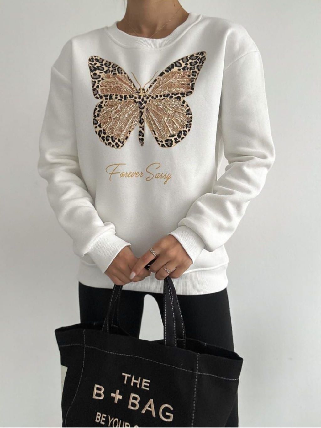 Gold Butterfly Design Sweater