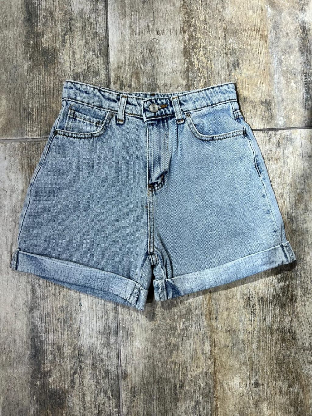 Washed Blue Denim Shorts