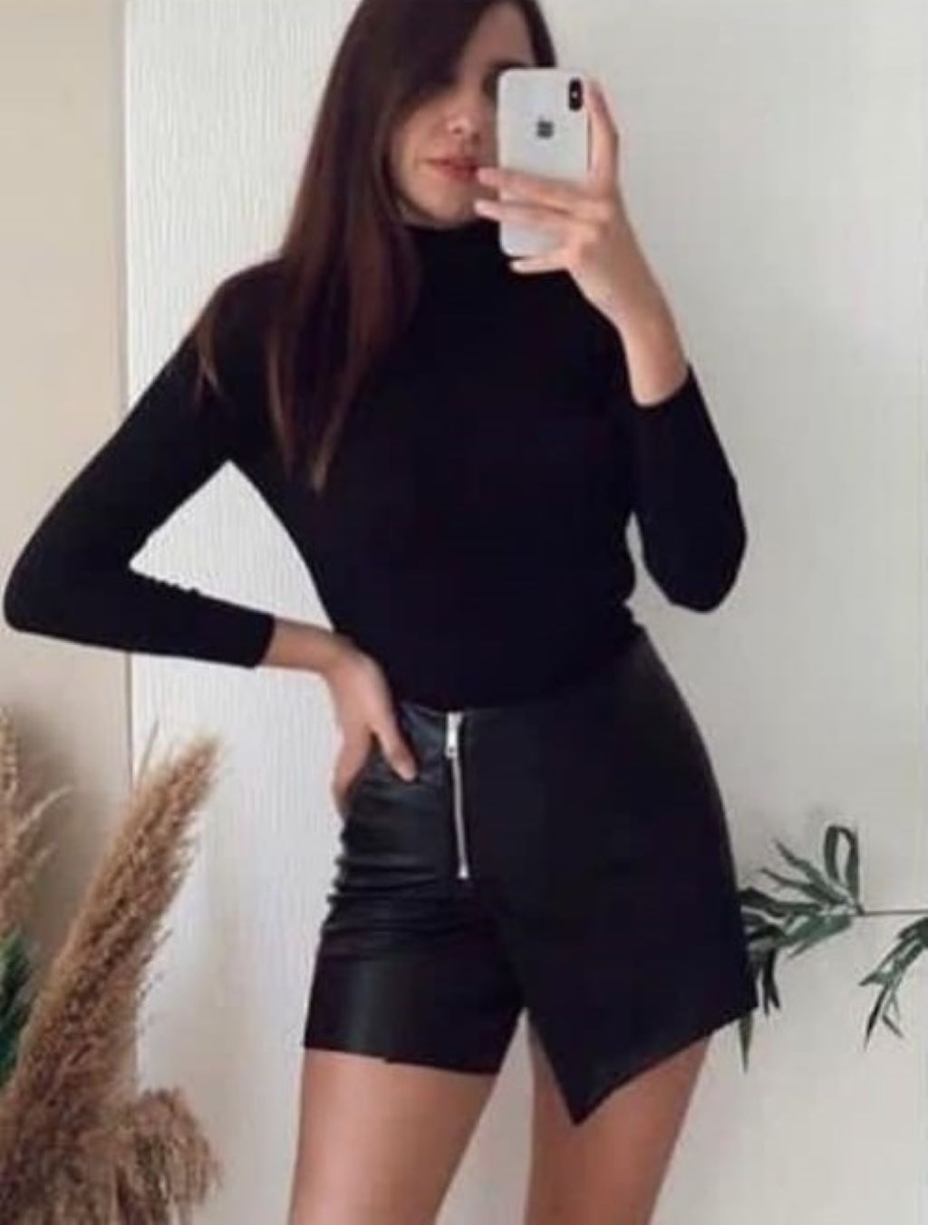 Black Leather Skort