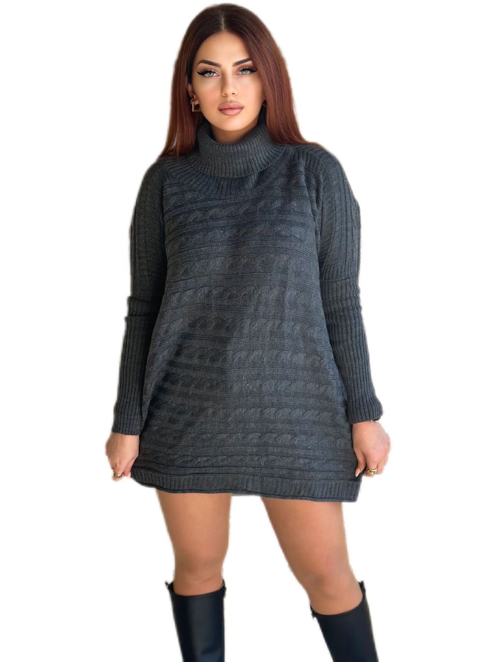 High Neck Knit Oversized Dress