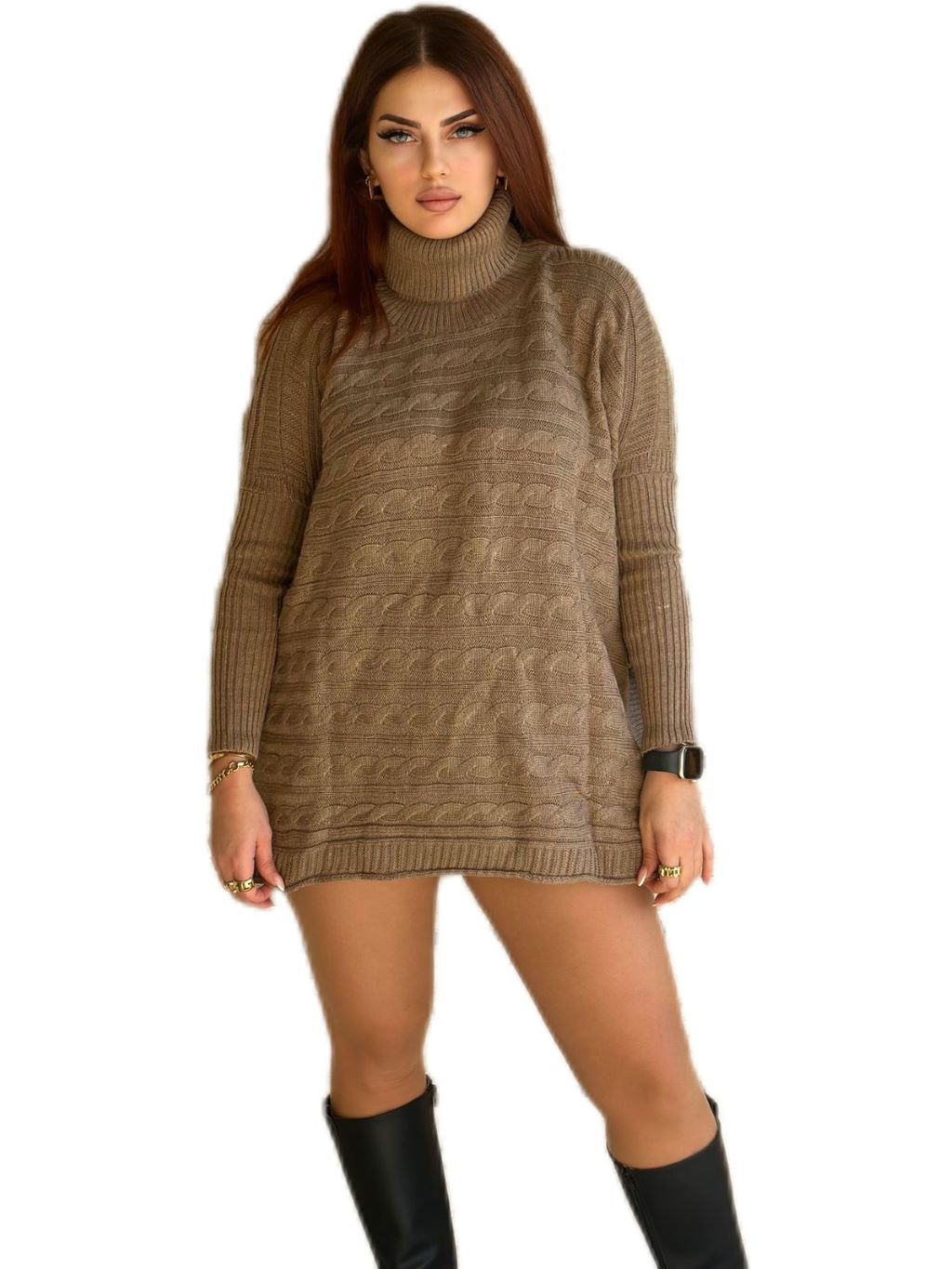 High Neck Knit Oversized Dress