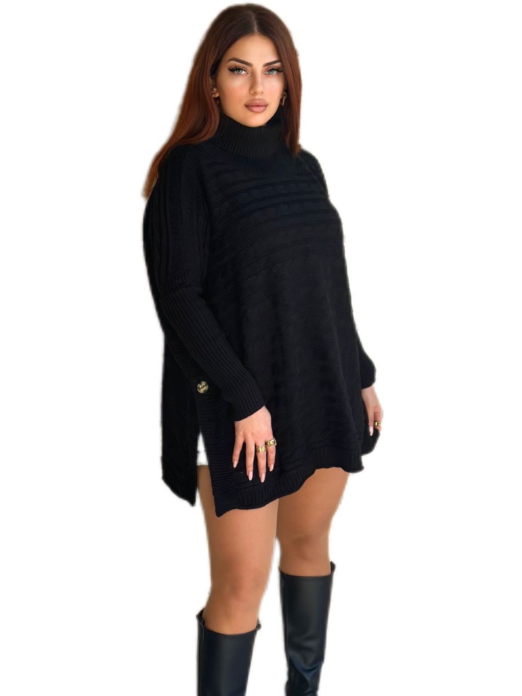 High Neck Knit Oversized Dress