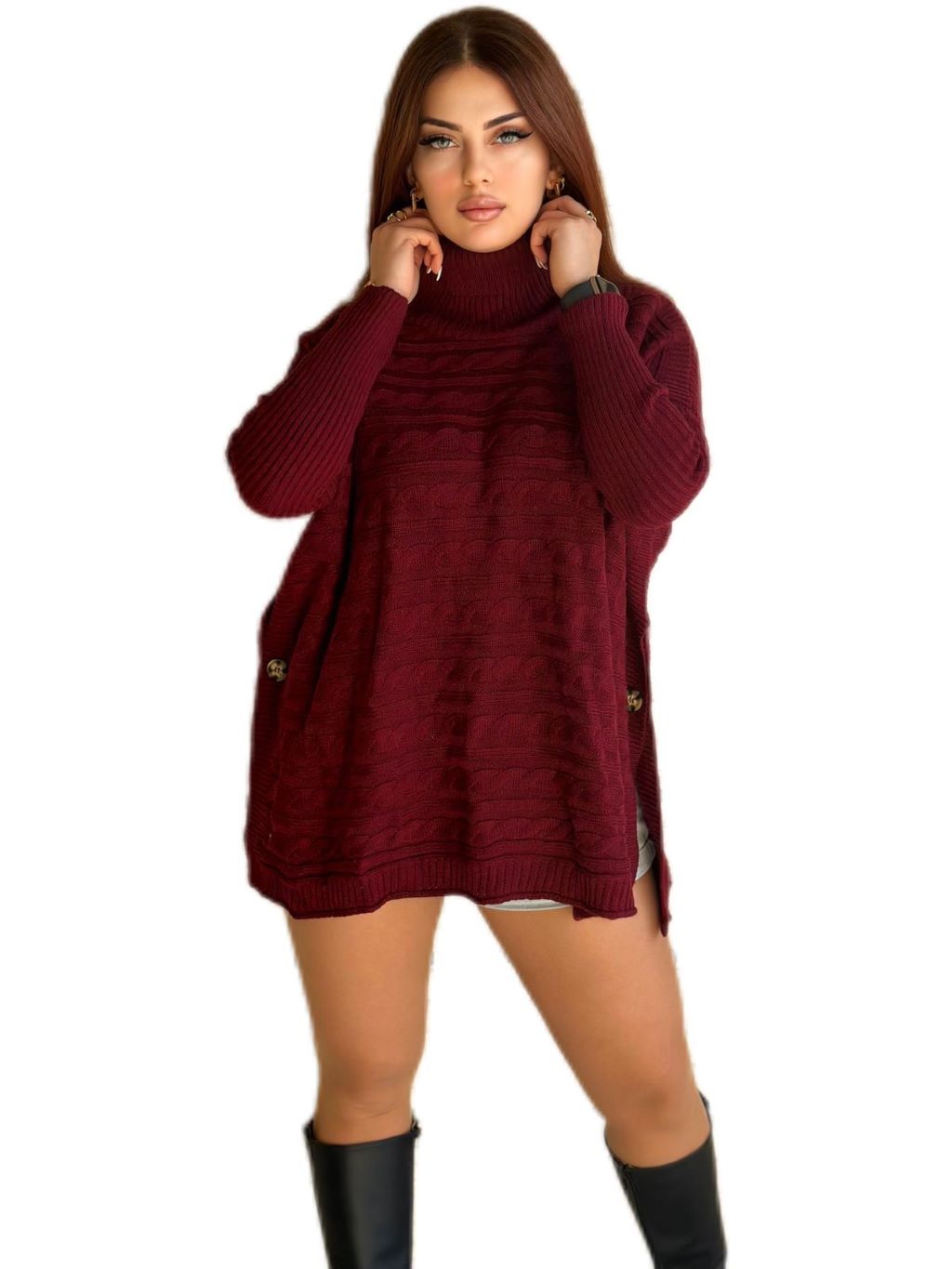 High Neck Knit Oversized Dress