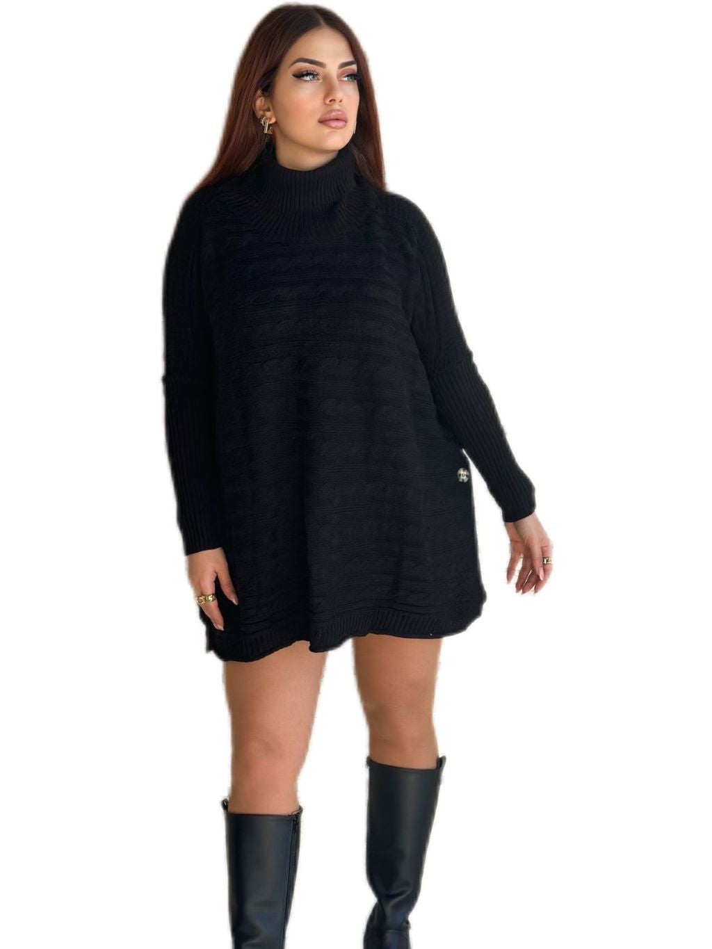 High Neck Knit Oversized Dress