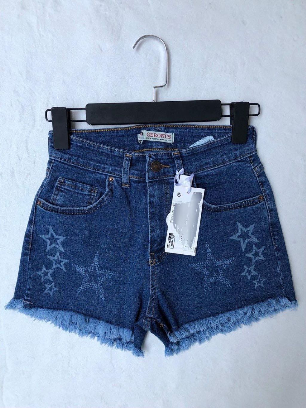 Stars Navy Blue Denim Shorts