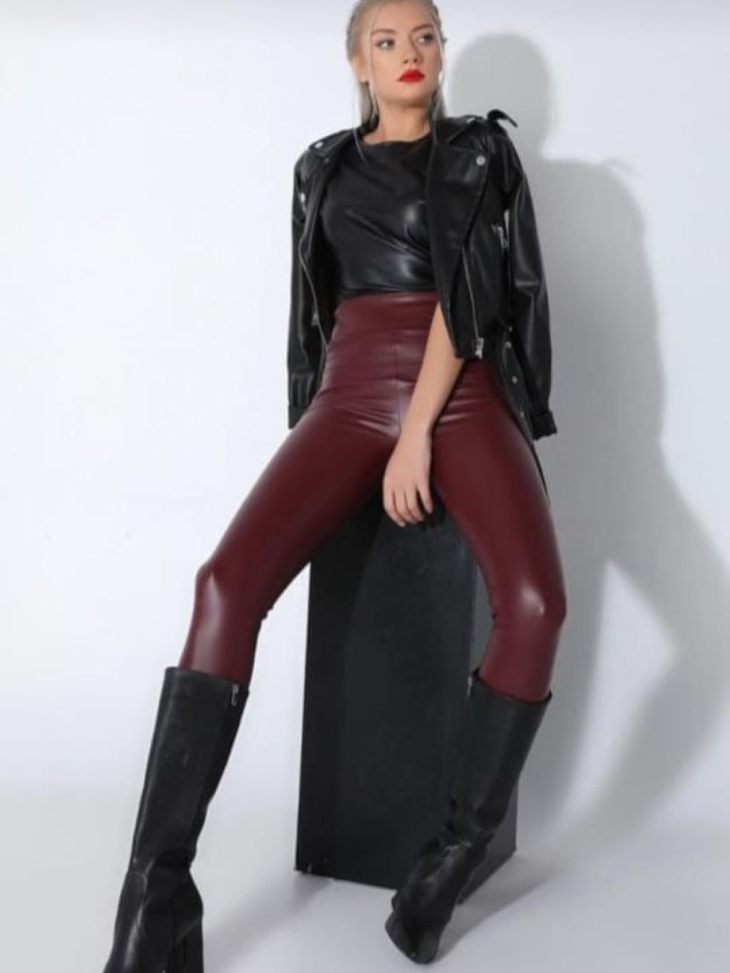 Burgendy Leather Legging