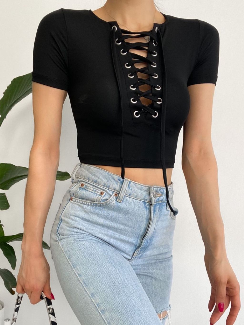 Criss Cross Basic Crop Tops