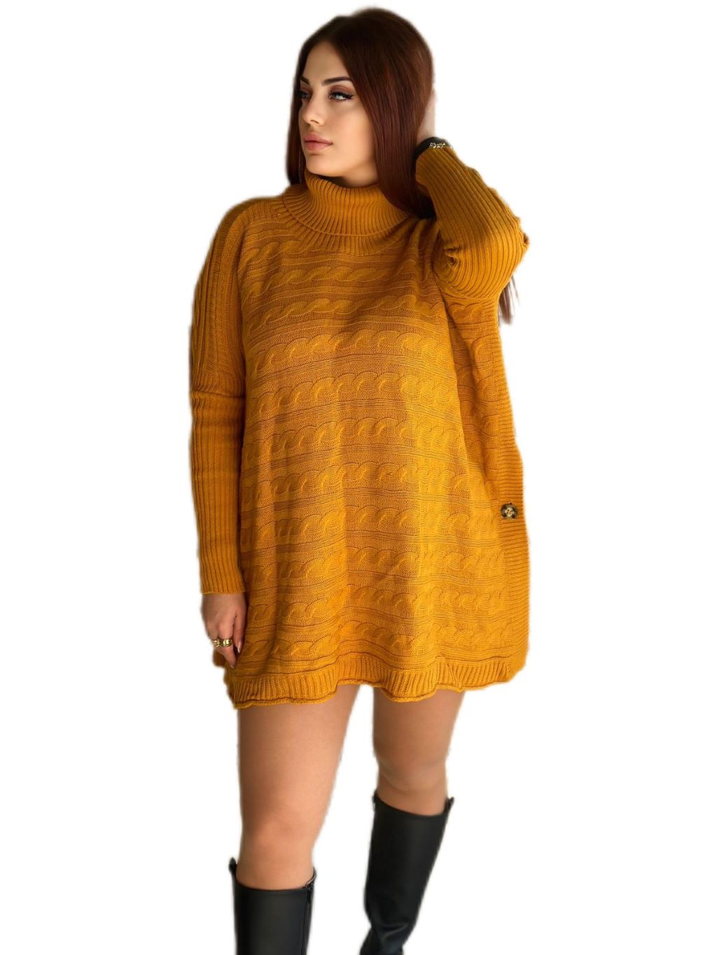 High Neck Knit Oversized Dress