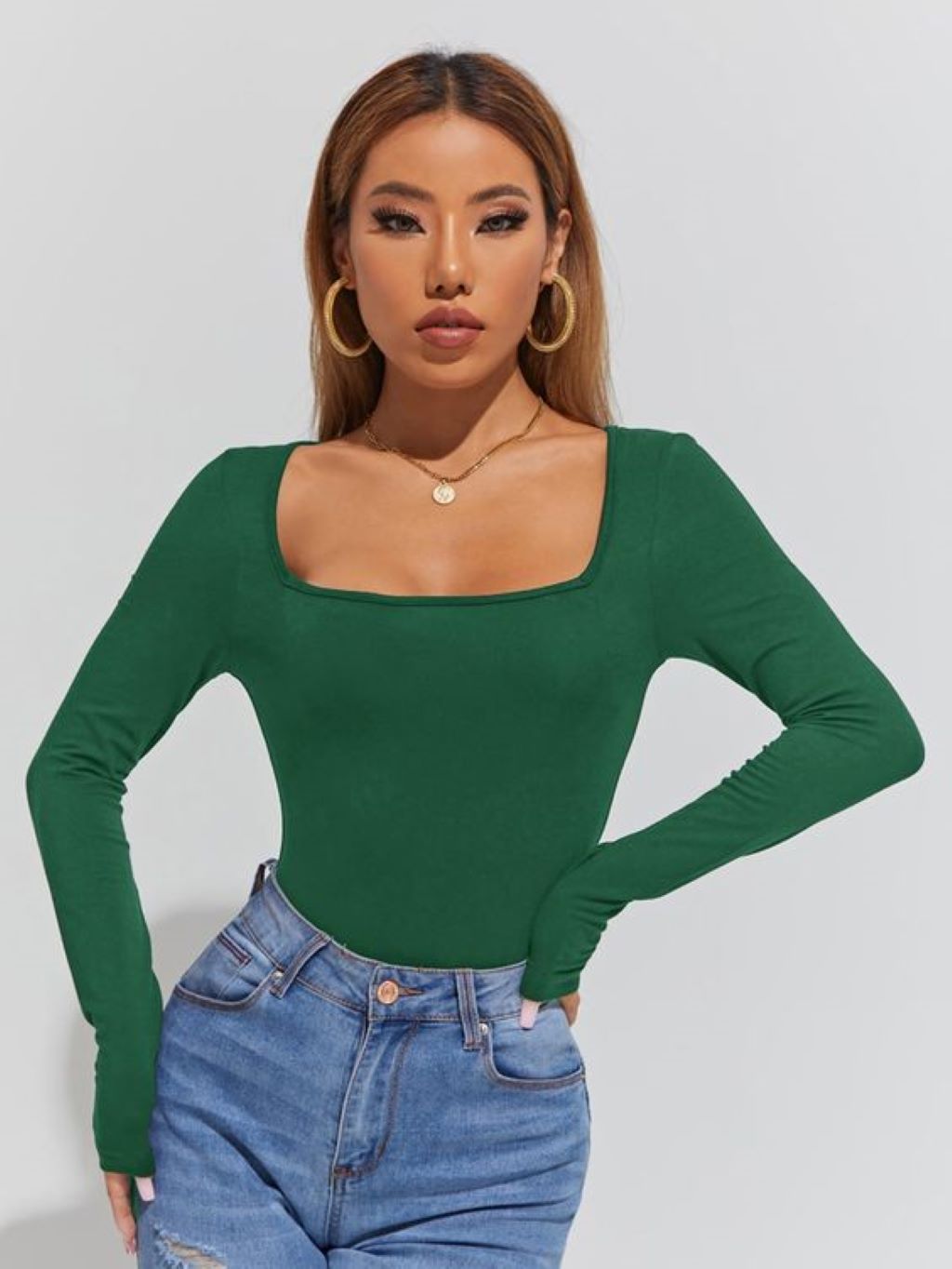 Solid Square Neck Top