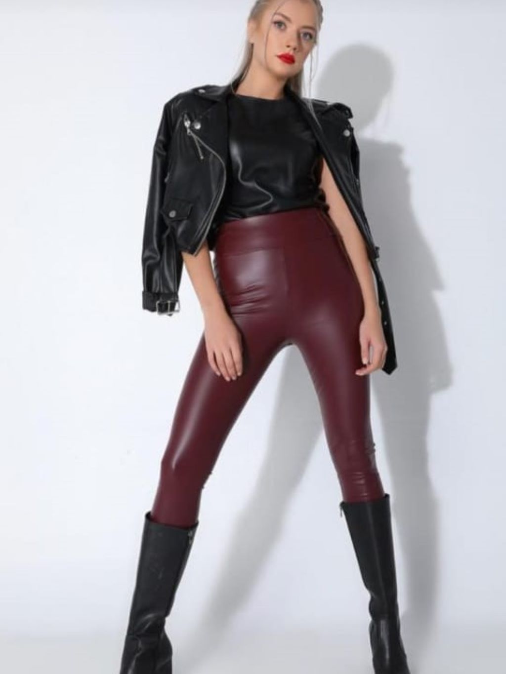 Burgendy Leather Legging